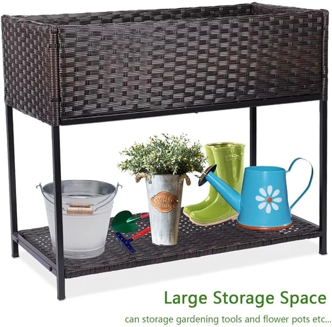 WONDER GARDEN Raised Garden Bed-Planter Box - Elevated Raised Garden Beds Outdoor with Legs &amp Storage Shelf for Vegetables Flower Herb Backyard Patio