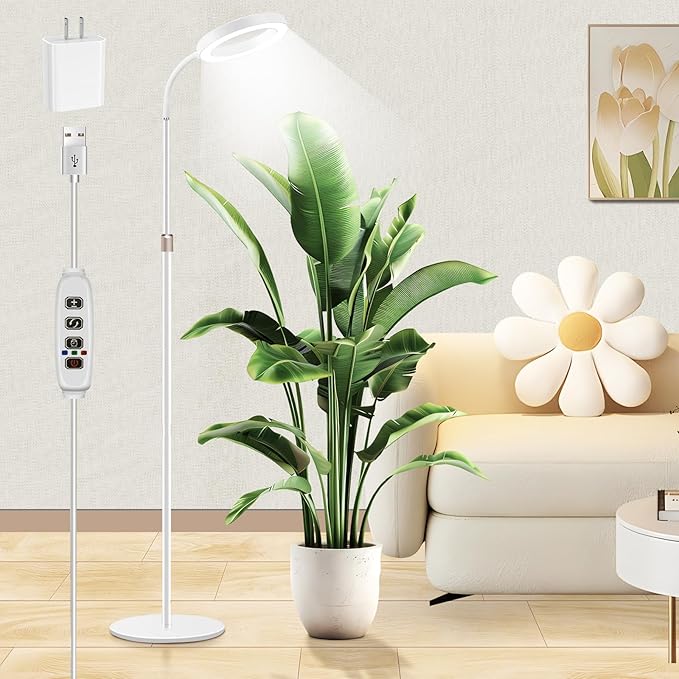 Floor Grow Lights for Indoor Full Spectrum Plant Lighting with Adjustable 67 Stand for Growing Large Tall Plants 3/9/12H Timer3 Light Modes 10 Dimming
