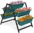 Two Row of Raised Garden Planter Bed Tiered Planter Stand with 5 Boxes Vertical Raised Garden Bed for Herbs/Flowers/Vegetables in Patio/Balcony/Indoor/Outdoor 25.6 x 35.8 x 31.1 Inches