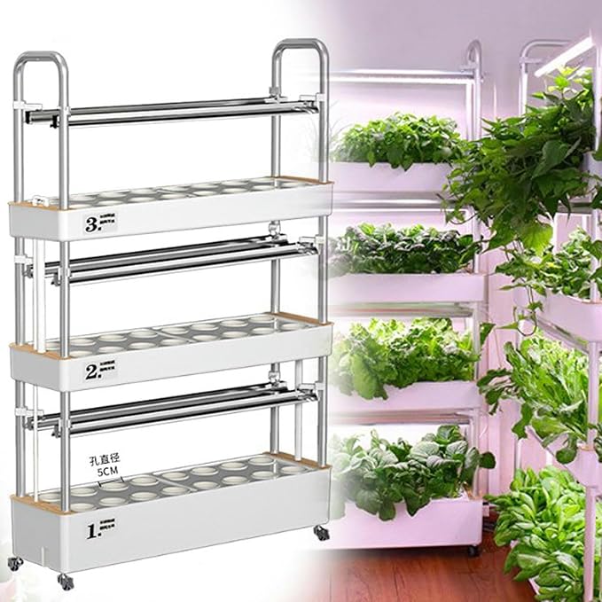 Intelligent Hydroponic Culture with Growth LED Light Hydroponic Tower of 48/64/90/120 Holes Self -Winding Culture Kit Herbal Garden Germination Kit