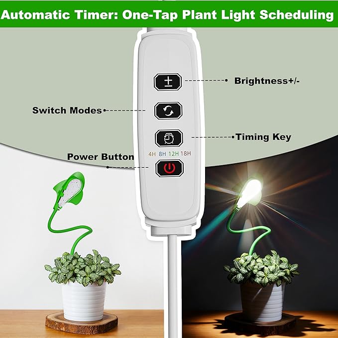 V.C Formark Small Grow Lights for Indoor Plants - Full Spectrum Leaf Shaped LED Plant Light with 4/8/12/18H Timer &amp Dimmable Safe for Succulents/Herbs/Potted Small Plants