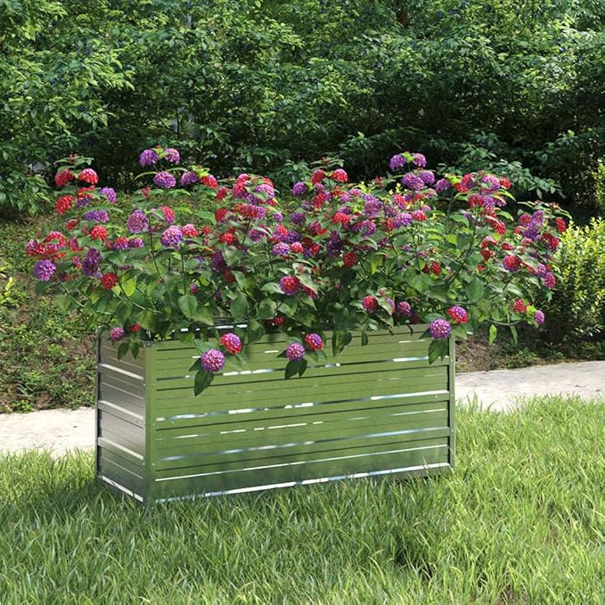 Rectangular Metal Garden Raised Bed Silver Galvanized Steel 39.4 x 15.7 x 17.7 Inches Outdoor Planter for Vegetables Flowers