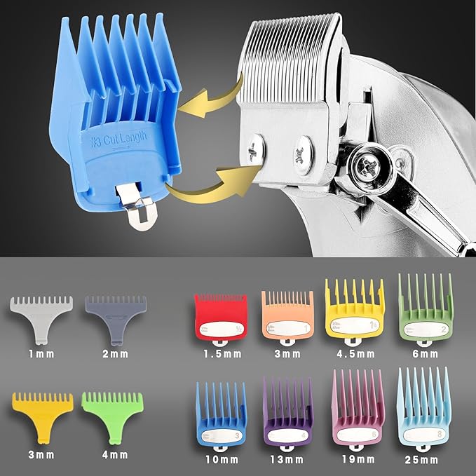 Karrte Professional Hair Clippers and Trimmer KitCordless Hair Cutting KitBarber Supplies for Men Beard Trimmer Mens Grooming Kit Accessories (Silver)
