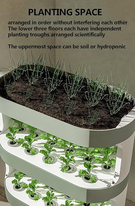 48 Pods Hydroponics Growing System Adjustable Hydroponics Growing Kits with LED Grow Light Automatic Timer Hierarchical Control Indoor Garden Planter for Home Office
