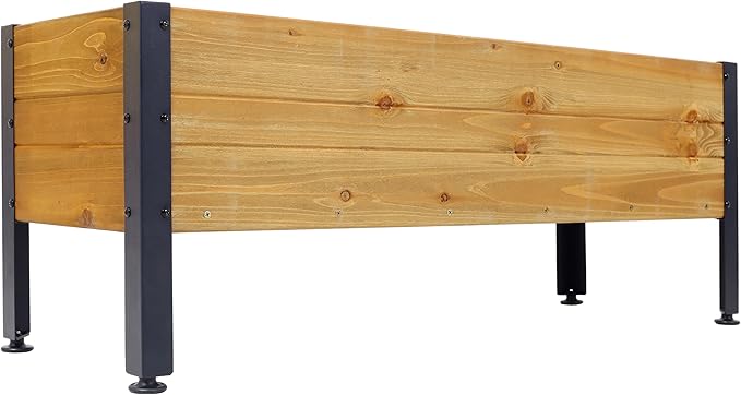 Wood Rectangular Garden Planter Box Raised Bed Outdoor for Outdoor PlantsElevated Herbs Vegetables Flowers Great Patio Deck Balcony