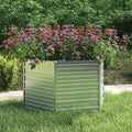 Garden Raised Bed 50.8x30.3 Galvanized Steel Silver Lawn Planters