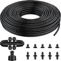 Pawfly 100 ft 1/4 Drip Irrigation Tubing 1/4 Emitter Tubing with 6 Spacing Polyethylene Drip Line with 12 Parts Black Distribution Tubing for Drip Irrigation System Drip Irrigation Hose Roll
