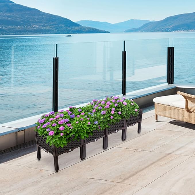 TFCFL 4 Pack Raised Garden Bed Outdoor with Legs Planter Garden Boxes Outdoor Gardening Planter Outdoor Raised Garden Bed Planter for Vegetables Grass Lawn Yard (15x15x14.9inch)