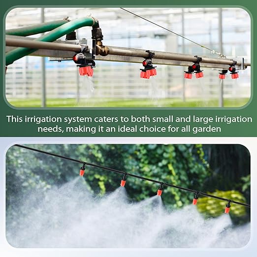 VIHOSE 328 FT Drip Irrigation System Kit 1/4 Blank Distribution Tubing Automatic Garden Watering Sprinkler System Sprinkler Kit for Garden Raised Bed Greenhouse Yard Lawn Plant Misting System