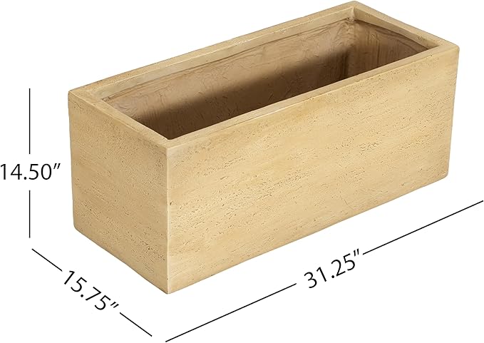 Handmade Rectangle Planter Box Travertine Beige HX732