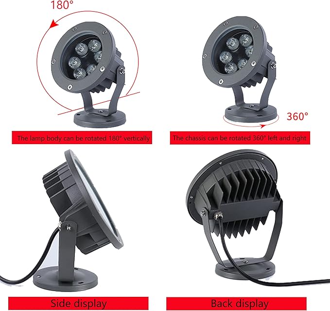 Kiven Outdoor Landscape Yard Floodlight LED Lighting 6W Waterproof IP65 Graden Lights COB Led Spotlights for Signboard Lighting Wall Light、Lawn Decorative Lamp Plug-In Ground Lights （6000K）