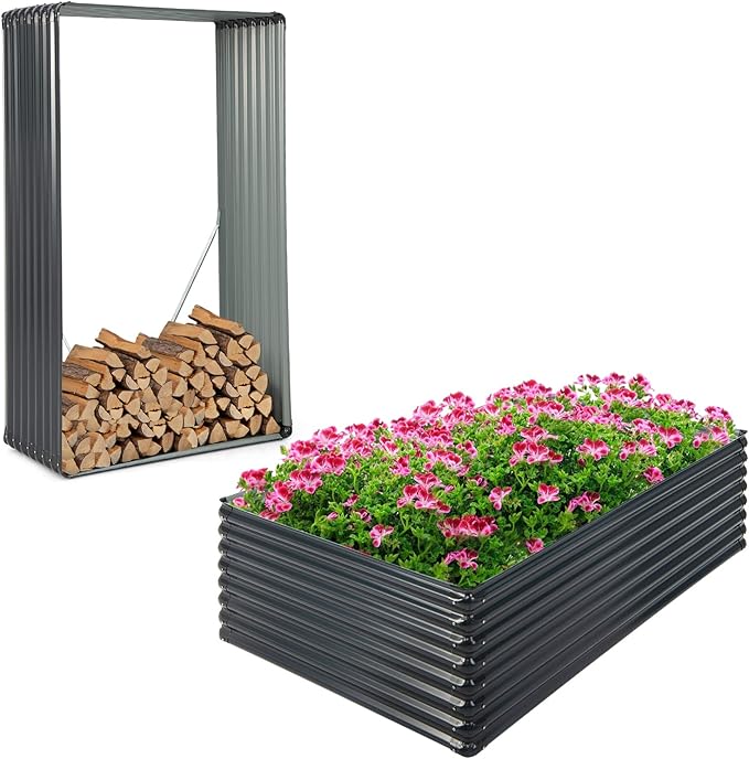 Giantex 2 Pcs Galvanized Raised Garden Bed 70.5x44x20.5 Metal Planter Box Large Rectangular Steel Planter Raised Bed Open Bottom for Vegetable Fruits Flower Succulent Easy Assembly