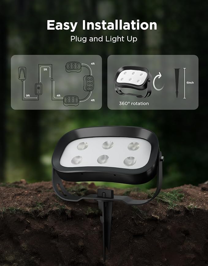 Govee Outdoor Tree Lights 3-Pack RGBWIC LED Landscape Lighting Outdoor Lights for Yard Garden Patio 66 Scene Modes for Holiday Party and Event App Control Google Assistant Matter