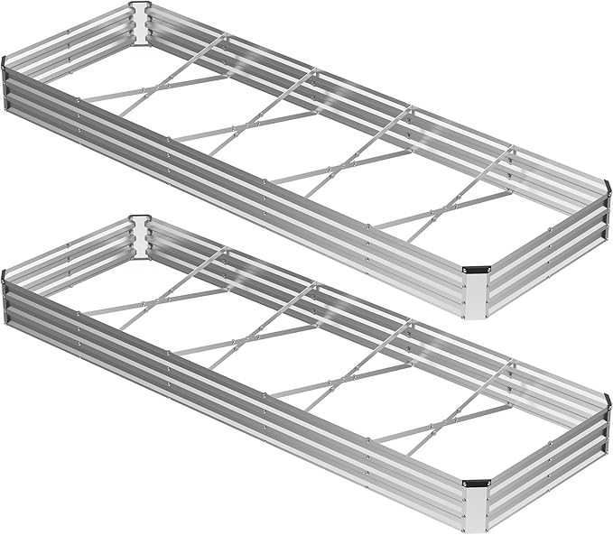 DUMOS Galvanized Raised Garden Bed 12 x 4 x 1 ft Easy Assembly Outdoor Metal Planter Box Rust-Resistant Steel Garden Bed for Vegetables Flowers Herbs
