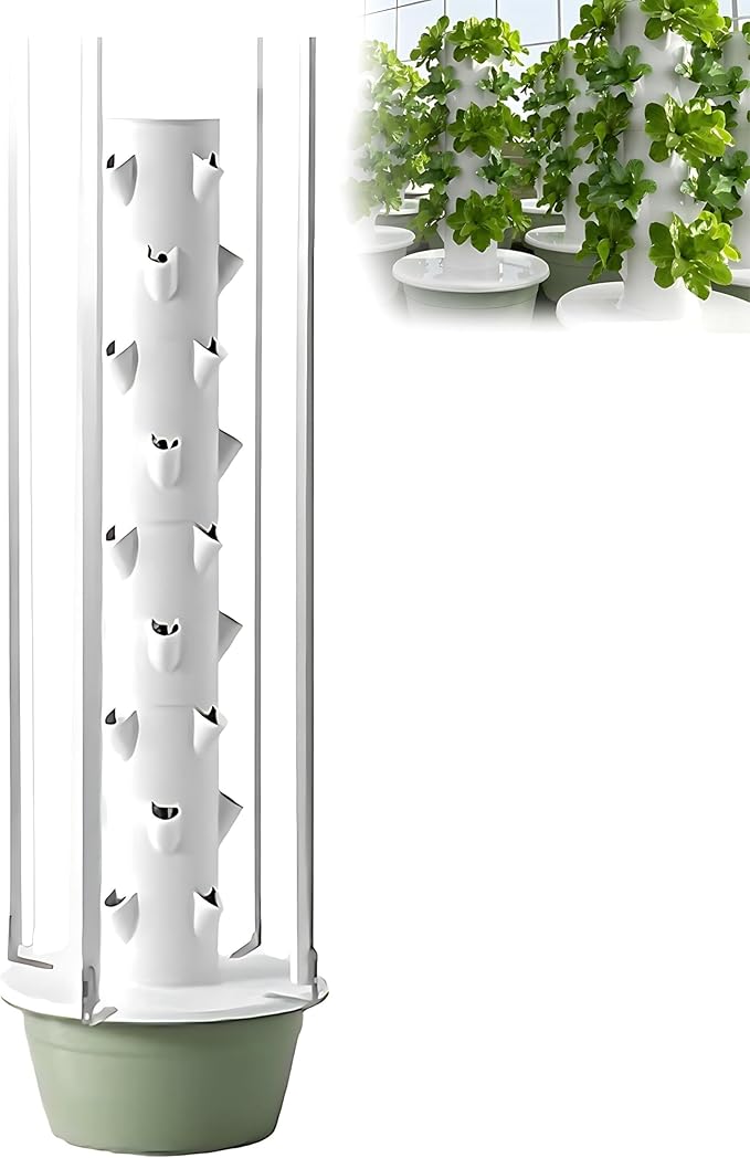 Multi-layer hydroponic planting tower Hydroponics Tower Indoor Growing Vertical Hydroponic Tower Water cycle Top water distributiongravity return for Your Home Gardening Withlights-9Layer
