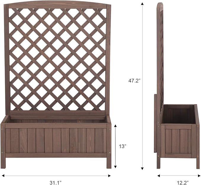 GUTINNEEN Planter with Trellis Outdoor Free Standing Planter Box Vertical Raised Garden Bed - Large Capacity
