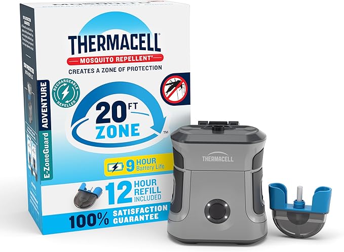 Thermacell Mosquito Repellent Rechargeable Adventure EX-Series EX90 Patio Shield with 9-Hour Battery Includes 12-Hour Refill Rubber Armor &amp Carabiner Scent Free Bug Spray Alternative