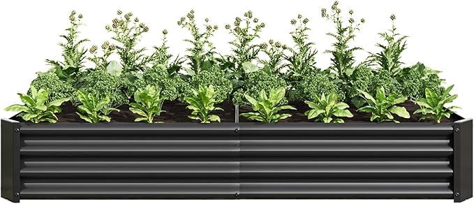 Raised Garden BedRaised Beds for Gardening Outdoor for Vegetables Flowers Ground Planter BoxGalvanized Raised Garden Beds. (Black with 6x3x1ft)