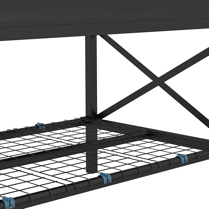 Outsunny Raised Garden Bed with Galvanized Steel Frame Storage Shelf and Bed Liner Elevated Planter Box with Legs for Vegetables Flowers Herbs Black