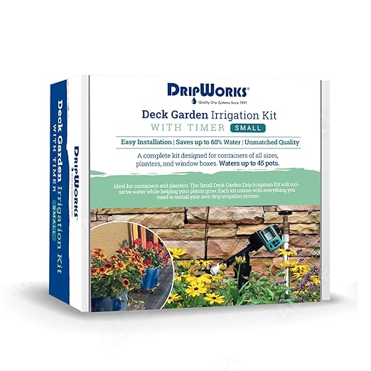 Automated Dripworks Premium Deck Garden Irrigation Kit for Watering Plants in Balconies/Terrace/Patios (with Timer) - Waters Upto 45 Plants | Agricultural Grade Components