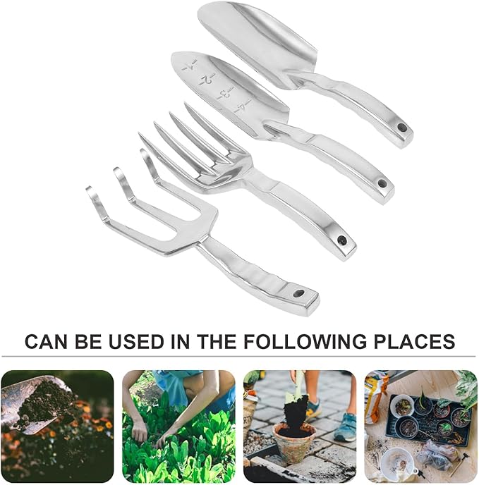 Gardening Tool Set with Small Shovel and Rake Outdoor Hand Tools for Planting and Soil Cultivation 4pcs Garden Shovel and Rake Kit for Home Garden Use