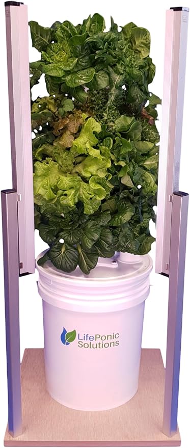 Mini Tower Growing System Vertical Planter 20 Plants Indoor Garden Optimized for Leafy Greens with LED Grow Lights (Square)