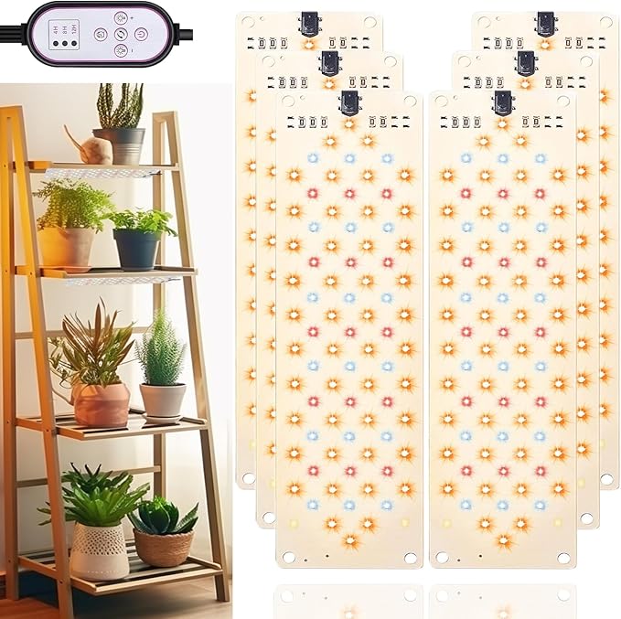 Grow LightUltra-Thin Panel Grow Lights for Indoor Plants474LEDs Full Spectrum Grow Lights for Under Cabinet Plant Grow Lamp with 4/8/12H Timer10 Dimmable Levels for Plants Growing (6pcs)