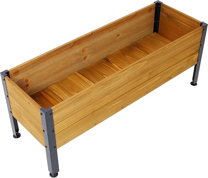 Wood Rectangular GPlanter Box Raised Bed OutdoorPlanters for Outdoor PlantsElevated Herbs Vegetables Flowers Great Patio Deck Balcony