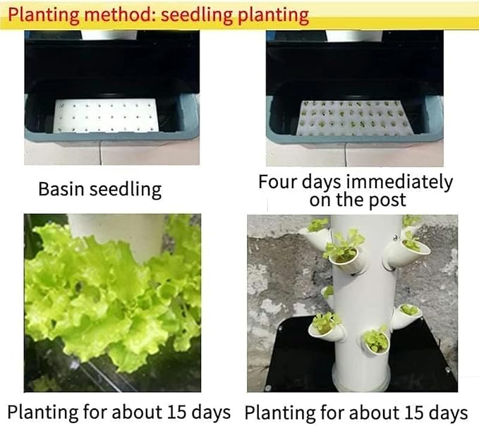 Hydroponic Culture Kit of Garden Plants Vertical Garden Pot of 45 Holes Vertical Culture Kit of Interior and Exterior Plants with Water Pump