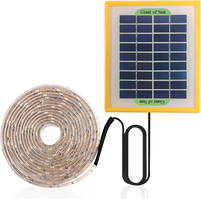 Solar Powered Grow Lights 16.4ft Plants Light Strip with Solar Panel Full Spectrum Fast Heat Dissipation Heat Lamp Grow Lights for Greenhouse