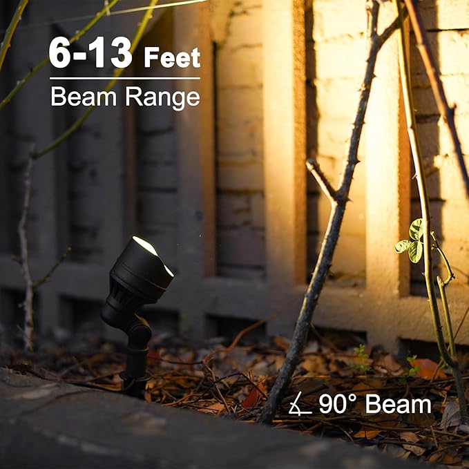 GOODSMAN Landscape Lighting 6PK Low Voltage Landscape Lights Led Low Voltage Landscape Spotlights 4.5W 205 Lumen Floodlights with Cable Connectors Metal Stakes 9127-96603-06A