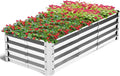 Highpro Galvanized Raised Garden Bed Kit 4×2×1ft Planter Box for Outdoor Gardening and Planting Large Bottomless Metal for Vegetables Herb Fruits Flower Silver