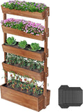 Vertical Raised Garden Bed5 Tier Wooden Garden PlantersAdjustable Freestanding Plant Stand Flower RankWooden Planters for Outdoor Indoor Balcony GardenHerb Vegetables Flowers33x17x66Brown
