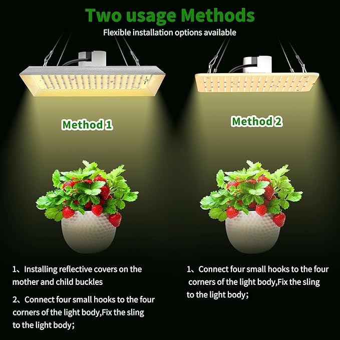 Js2U ZW 1000W LED Grow Light Full Spectrum DIY Reflector Cover Lights High PPFD Hanging Grow Light Plant Lights for Indoor Vegetable Growing Seedling Flowering and Fruiting Tent Greenhouse