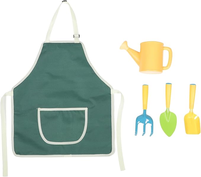 Ciieeo Gardening Tool Set with Mini Rake Loosening Shovel Watering Can and Apron for Outdoor Planting Mini Garden Tools for Boys