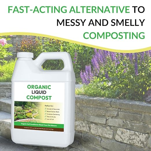 Organic Liquid Compost: Fast-Acting Alternative to Messy and Smelly Composting | Compost Tea Concentrate Perfect for Brewing Compost Teas (1 Gallon Treats Up to 20000 Sq.Feet)