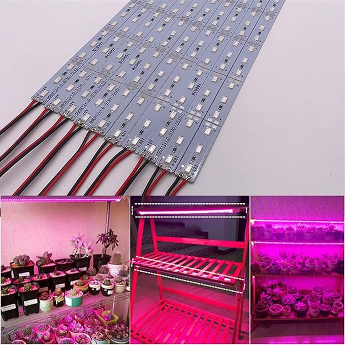 LED Plants Grow Lights DC 12 V 5730 SMD LED Bar Lights Compatible with Aquarium Greenhouse Lamp 10pcs 50CM(Color:Clearly CoverSize:3Red 1 Blue)