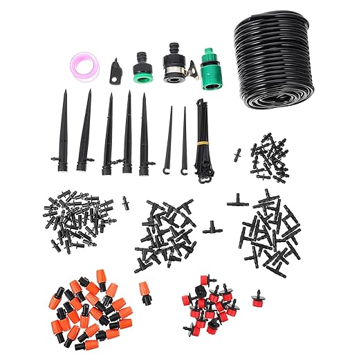 Automatic Drip Irrigation Kit with Micro Drip Emitters for Garden and Outdoor Plants 15m DIY Watering System for Lawn Greenhouse and Patio Irrigation