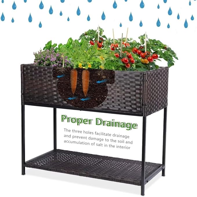 WONDER GARDEN Raised Garden Bed-Planter Box - Elevated Raised Garden Beds Outdoor with Legs &amp Storage Shelf for Vegetables Flower Herb Backyard Patio