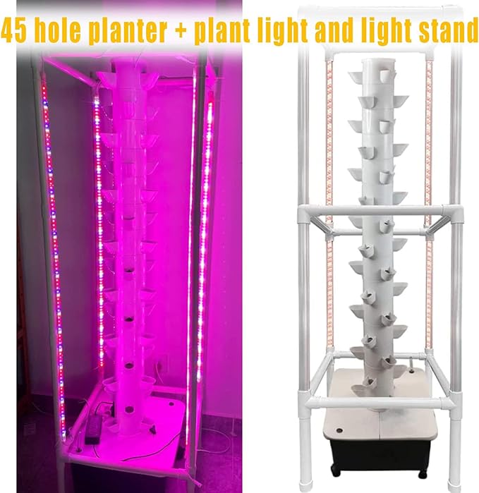Hydroponic Systems - Aeroponic Tower Garden with LED Grow Lights - Hydroponics Growing System for Indoor Gardening - Grow Herbs Fruits &amp Vegetables