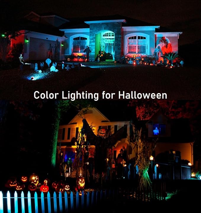 TOVEENEN Color LED Outdoor Landscape Spotlight - 120V 12W Waterproof Spot Lights for Christmas Halloween Yard House 2 Pack