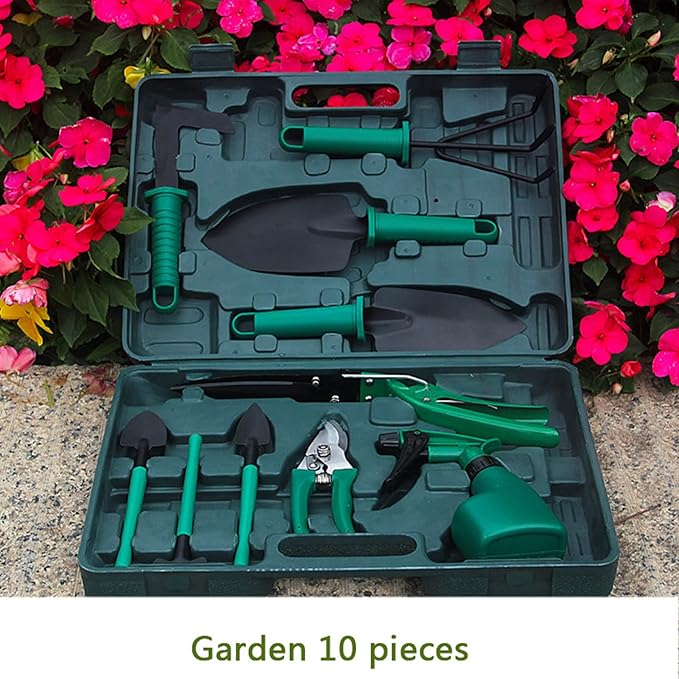 Garden Tools Kit Metal Plastic Multifunctional Complete Kit Gardening Tool Set Comfortable Hand Feel Gardening Tools for Planting Pruning ers[Green]