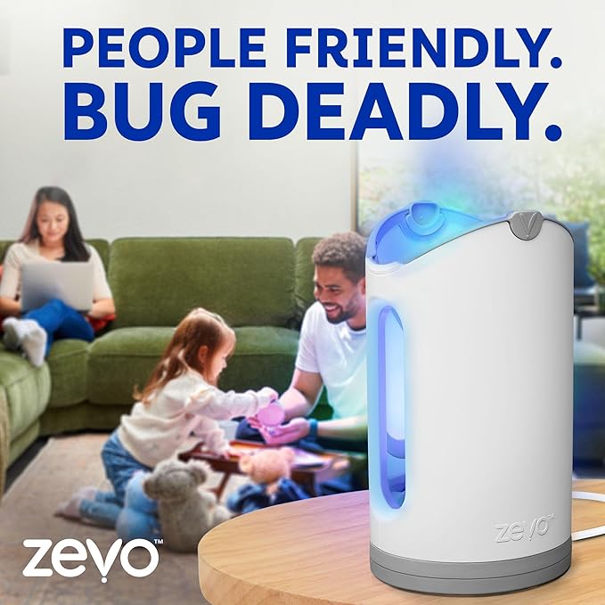 Zevo MAX Bug Catcher &amp Fly Trap for Indoors - Flying Insect Trap for Gnats House &amp Fruit Flies - Use in Any Room - No-Mess Disposal (2 Plug in Bases &amp 3 Cartridges)
