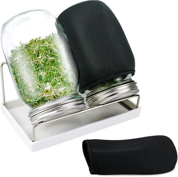 Bean Sprouts Grow Kit Air Circulation and Drainage Multipurpose Sprouts Growing Kit with 2 Bottles for Beans Alfalfa Seeds