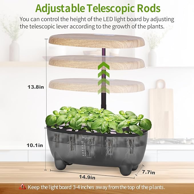 12 Pods Hydroponics Growing System Indoor Herb Garden with LED Growth Lamp Smart Water Pump Plant Germination Kit (No Seeds) Home Kitchen Gift Ideas for Women Men
