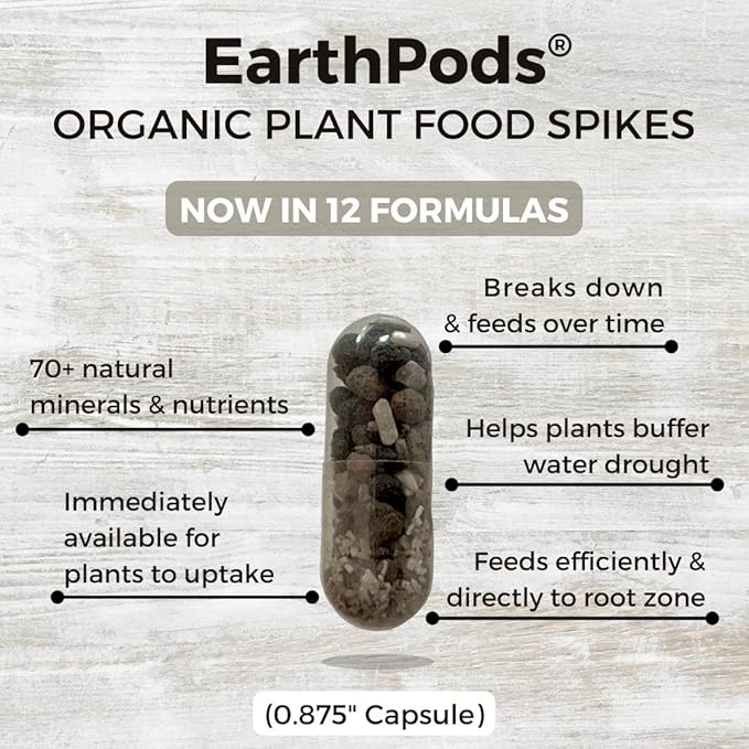 EarthPods® Premium Hibiscus Fertilizer Capsules (100 Count) Tropical Plant Food Spikes | Specialized Bio Nutrients for Plumeria &amp Bougainvillea (Organic + Vegan + Made in USA)