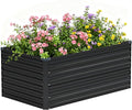 Vengarus 4x2x2FT Galvanized Raised Garden Bed Kit Outdoor Metal Planter Box for Vegetables FruitsHerbs and Succulents - 120 Gallon CapacityBlack