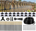 Automatic Garden Irrigation System 100ft Upgraded Drip &amp Spray Watering Kit with 18 Adjustable Copper Nozzles for Raised Beds Outdoor Garden Lawn Potted Plants &amp Greenhouse (100ft)