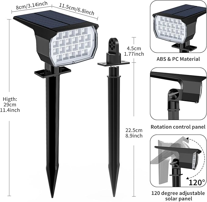 Solar Spot Lights Outdoor Color Changing [7 Mode/6 Pack] Christmas Landscape Spotlights Solar Lights Outdoor Waterproof Solar Led Powered Flood Light for Outside Pathway Yard Garden Walkway