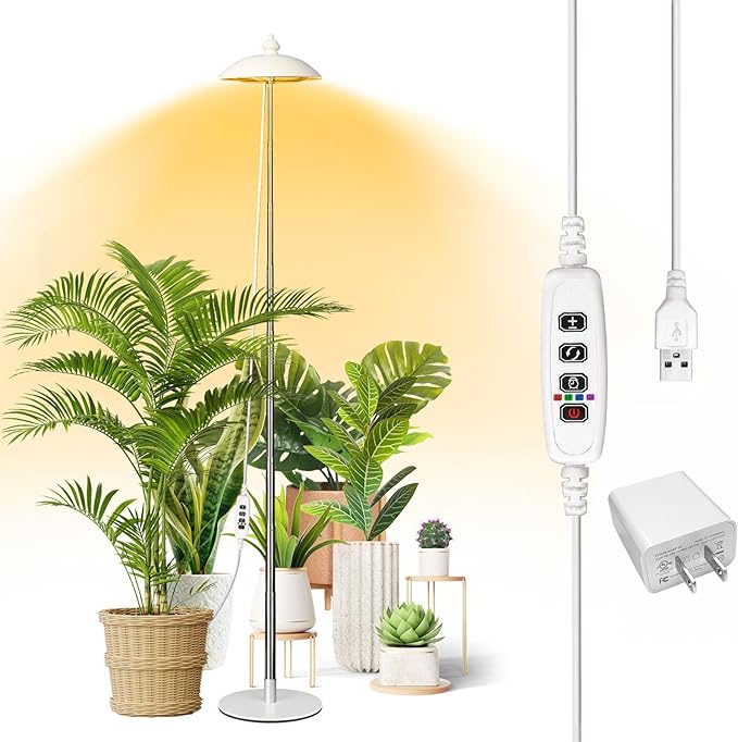 LED Floor Grow Lights for Indoor Plants Corner Stand Full Spectrum Plant Growing Lamp 10 Dimmable Levels Auto 3/6/9/12H Timer Grow Light Height Adjustable for Large Tall Plants (Have Base)